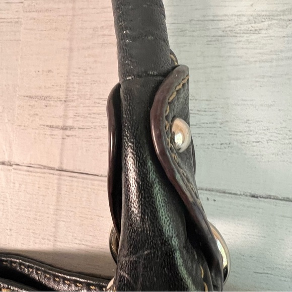 Tignanello Black Leather Tote Bag Croc Embossed Shoulder Handbag Carry All EUC! - Picture 8 of 15